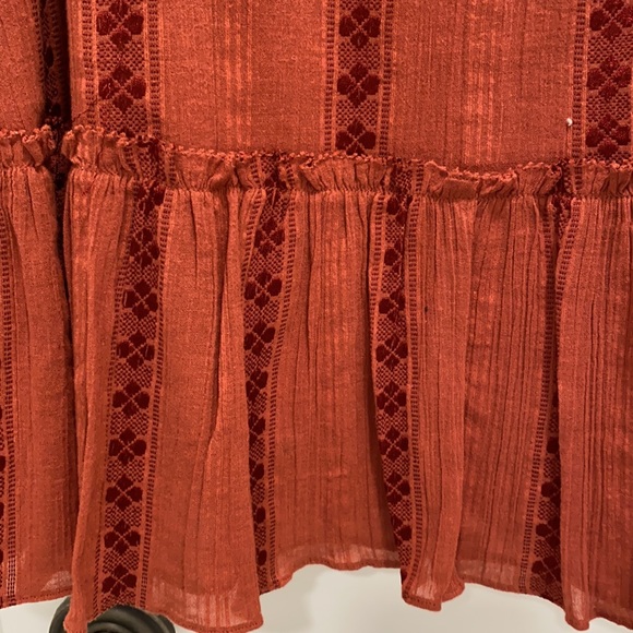 Anthropologie Ruffled Rust color Mini Dress - Picture 6 of 8